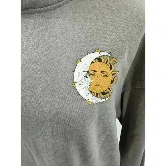 No Comment Women's Gray Whimsical Floral Sun and Moon Hoodie - Sz Large - Picture 2 of 7